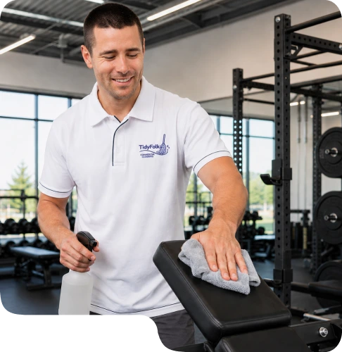 Trent cleaning gym equipment